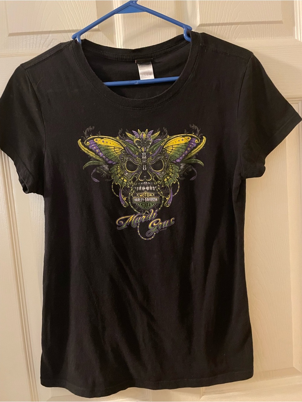 Cajun Lafayette, LA Harley-Davidson Women's Black Tee Shirt, Large